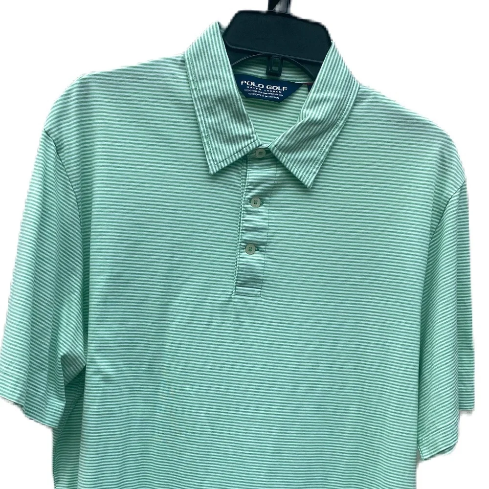 Polo Golf Ralph Lauren shirt short sleeve green white stripe Large